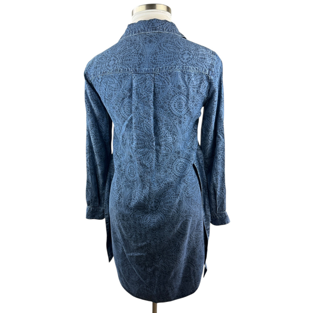 Cloth & Stone x Anthropologie Chambray Printed Button Belted Shirt Dress Small - Picture 12 of 16